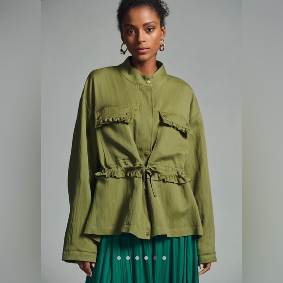 By Anthropologie Oversized Utility Jacket in Moss - Picture 5 of 7